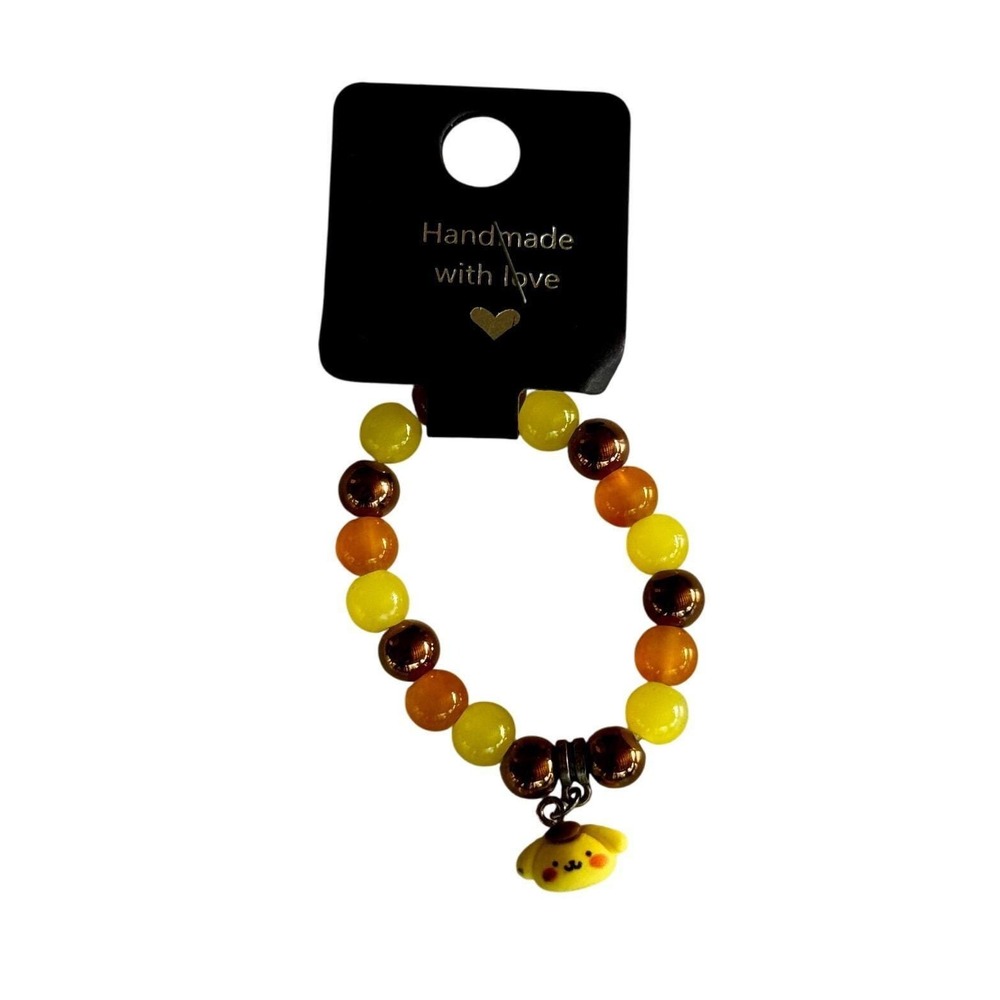 Handmade Beaded Bracelet with‎ Pompompurin Charm, Cute, Kawaii Style